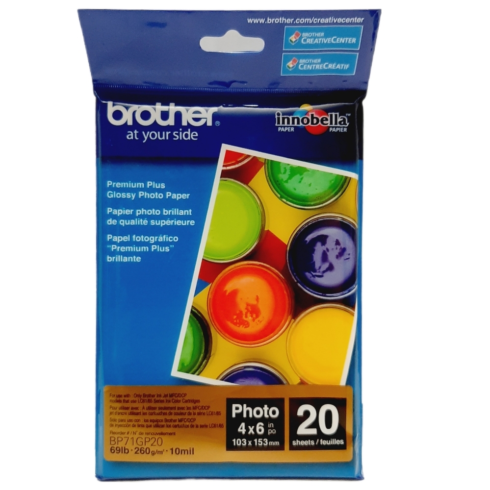 🍒4 for $20🍒 New Brother Innobella 4"x6" Photo Paper 20 Glossy Sheets BP71GP20
